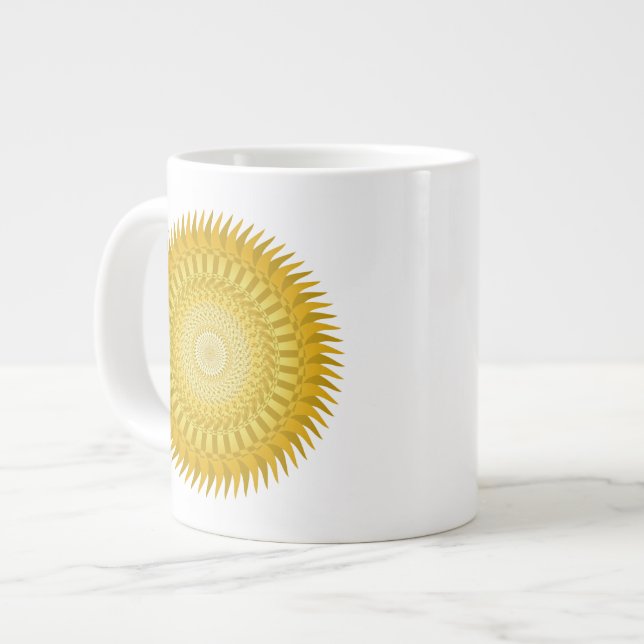Caneca De Café Grande Sun Mandala em amarelo (Frente Esquerda)