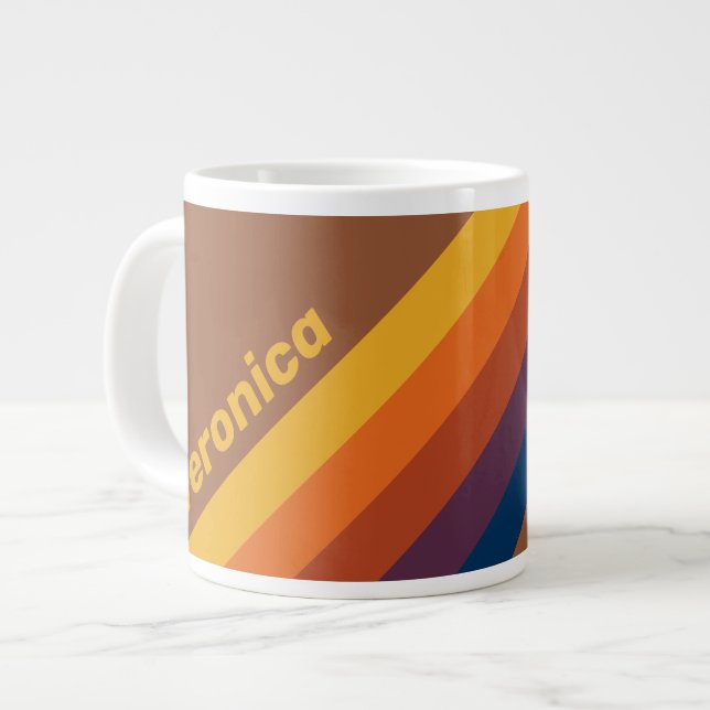 Caneca De Café Grande Sunbaked Clay Stripes with Name (Frente Esquerda)