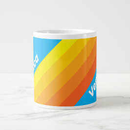 Caneca De Café Grande Sunburst Sea Stripes with Name