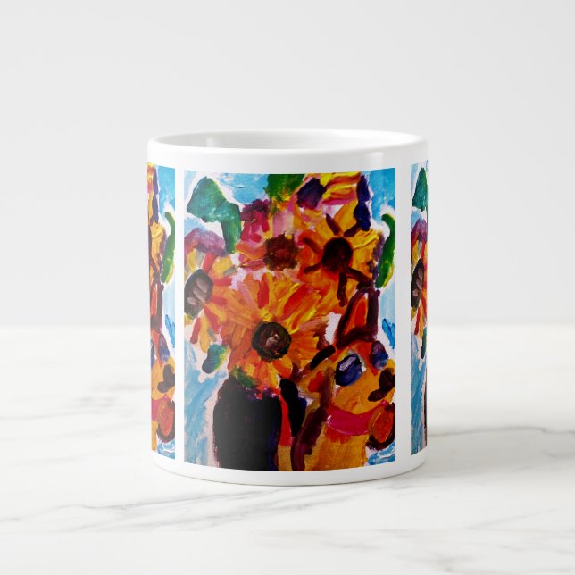 Caneca De Café Grande Sunflowers and chihuahua  (Frente)