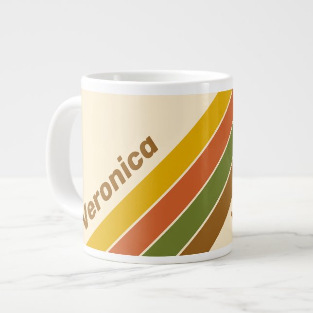 Caneca De Café Grande Sunrise Clover Stripes with Name (Frente Esquerda)