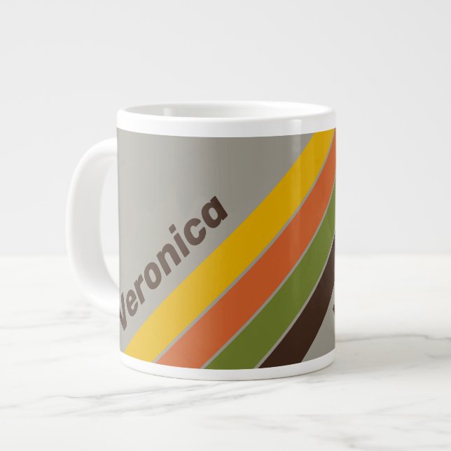 Caneca De Café Grande Sunset Clover Stripes with Name (Frente Esquerda)