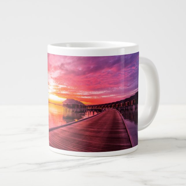 Caneca De Café Grande Sunset na Ilha das Maldivas | Water Villas Resort (Frente Esquerda)