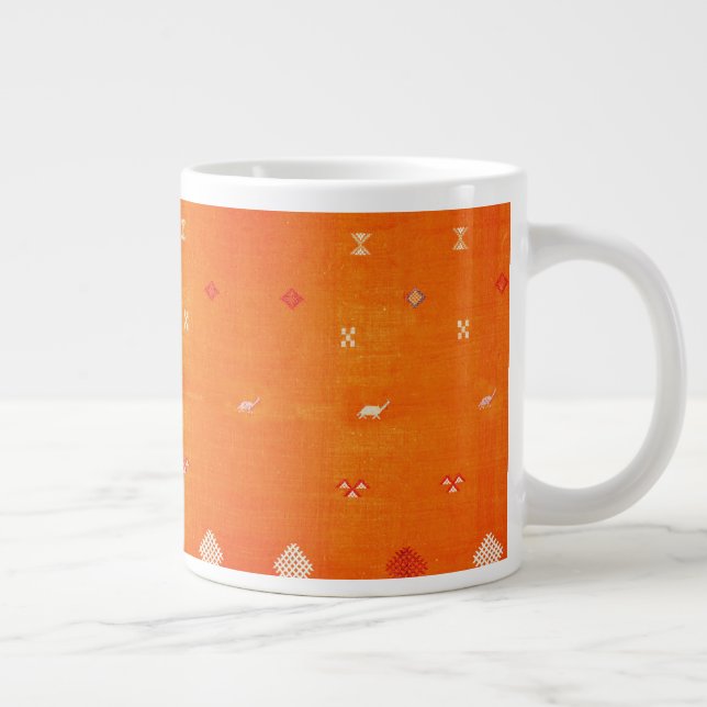Caneca De Café Grande Sunset Oasis: Patrimônio Laranja Boho Marrocos (Direita)