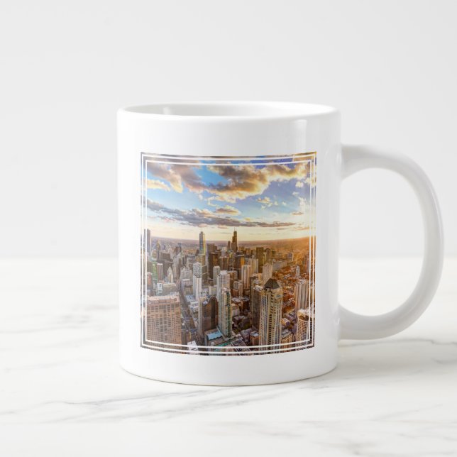 Caneca De Café Grande Sunset Over Chicago (Direita)