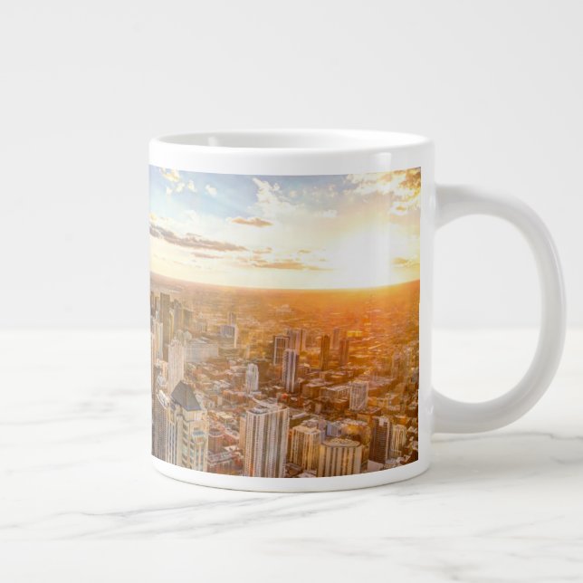 Caneca De Café Grande Sunset Over Chicago (Direita)