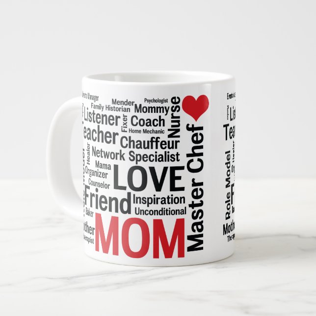 Caneca De Café Grande Super Mãe Multitalentosa dia de as mães (Frente Esquerda)