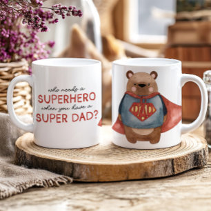 Caneca De Café Grande Super Pai Bear Mug - Presente de Dia de os pais da
