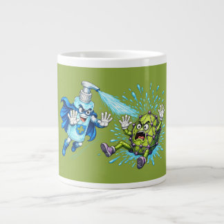 Caneca De Café Grande Super Sanitizer vs. Germ Monster