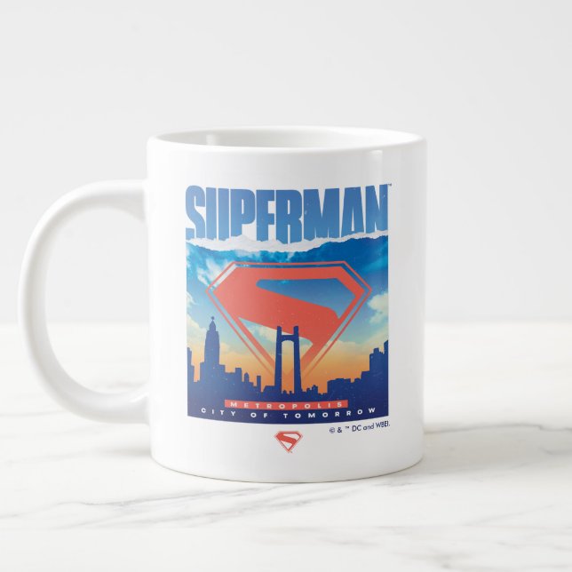 Caneca De Café Grande Superman Metropolis Skyline (Esquerda)