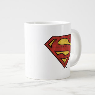 Caneca De Café Grande Superman S-Shield   Logótipo Grunge Black Outline