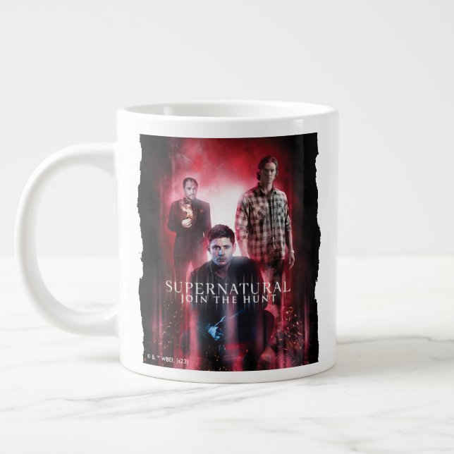 Caneca De Café Grande Supernatural Crowley, Dean e Sam (Esquerda)