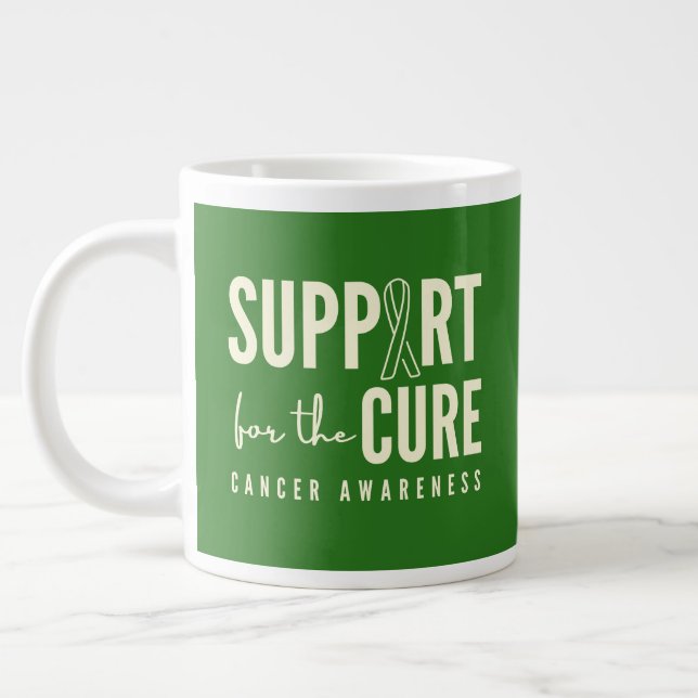 Caneca De Café Grande Suporte de conscientização do cancer para a cura d (Esquerda)