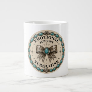 Caneca De Café Grande Suporte Emocional Turquesa Design Western