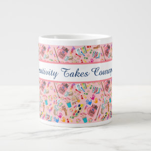 Caneca De Café Grande Suprimentos de arte coloridos Padrão criativo para