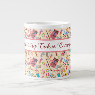 Caneca De Café Grande Suprimentos de arte coloridos Padrão criativo para