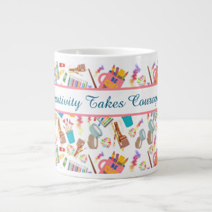 Caneca De Café Grande Suprimentos de arte coloridos Padrão criativo para