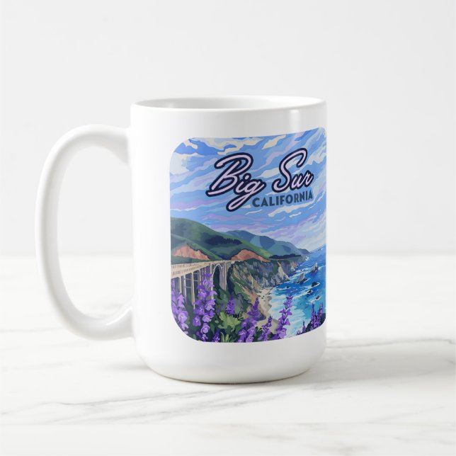 Caneca De Café Grande Sur California Coastline Retro Costa Oeste (Esquerda)