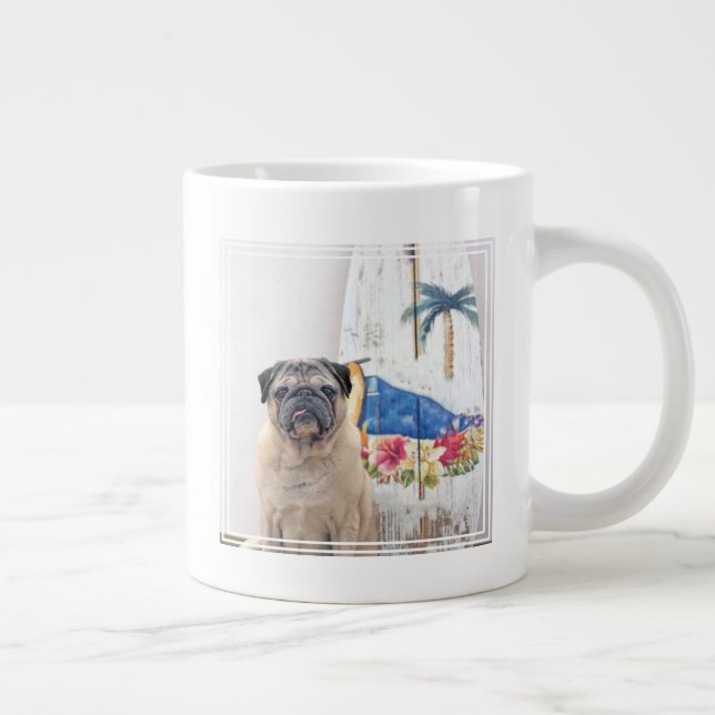 Caneca De Café Grande Surf Pug (Direita)