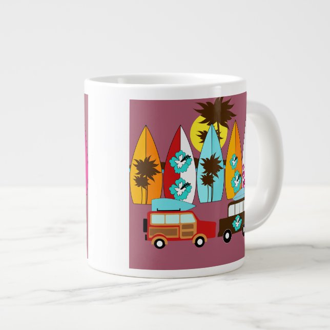 Caneca De Café Grande Surfboards Praia Bum Surfing Hippie Vans (Frente Esquerda)