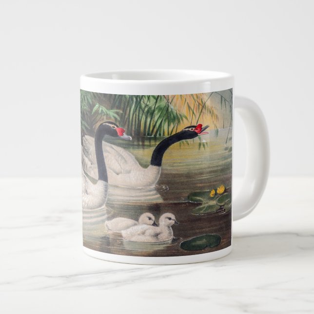 Caneca De Café Grande Swan Selvagem de Pescoço Negro (Frente Esquerda)