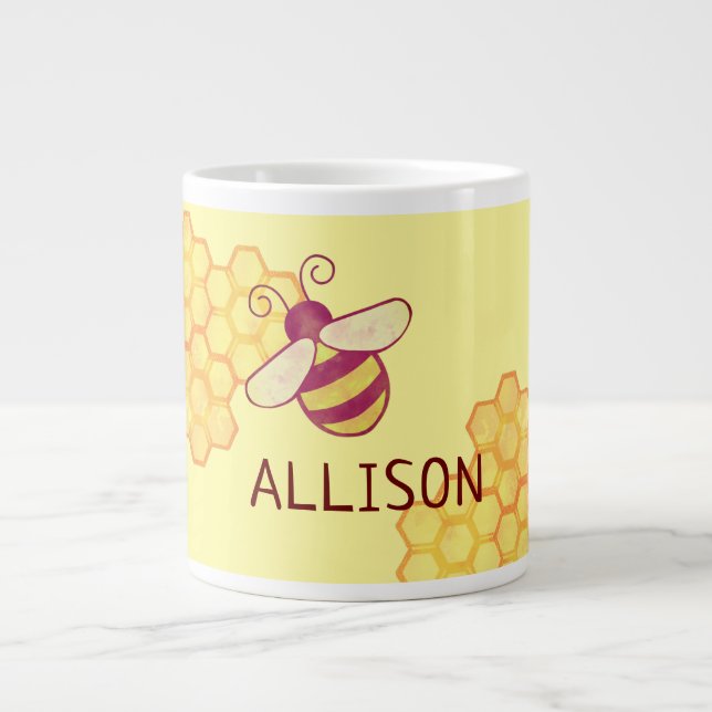 Caneca De Café Grande Sweet Bee Personalised Name Specialty Mug (Frente)