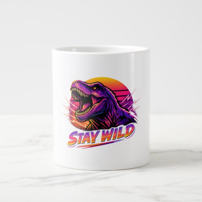 Caneca De Café Grande T-Rex Fique Selvagem (Frente)