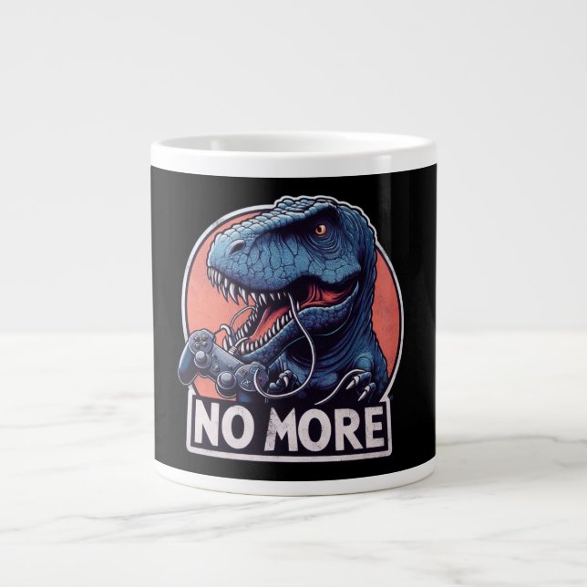 Caneca De Café Grande T-Rex Gamer No More Design (Frente)