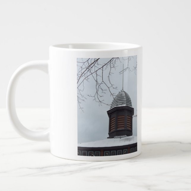 Caneca De Café Grande Tabernacle Cross in Snow - Martha's Vineyard (Esquerda)