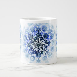 Caneca De Café Grande Taça Blue Misty Snowflakes