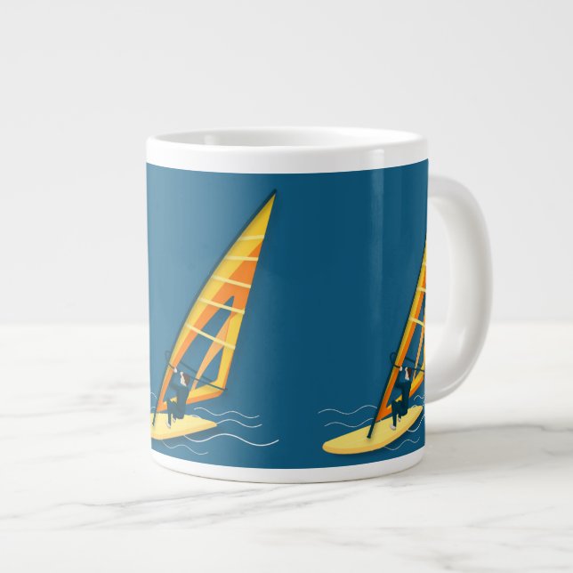 Caneca De Café Grande Taça Windsurfing (Frente Esquerda)