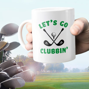 Caneca De Café Grande Taco de golfe engraçado moderno esportes preto ver
