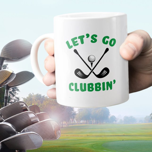 Caneca De Café Grande Taco de golfe engraçado moderno esportes preto ver (Golfer Funny Golf Club Modern Sports Black Green Giant Coffee Mug)