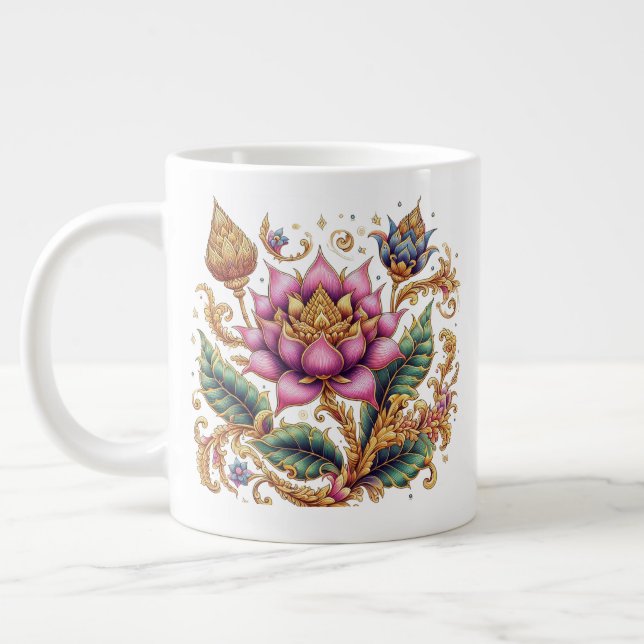 Caneca De Café Grande Tailandês Motif Flower (Esquerda)