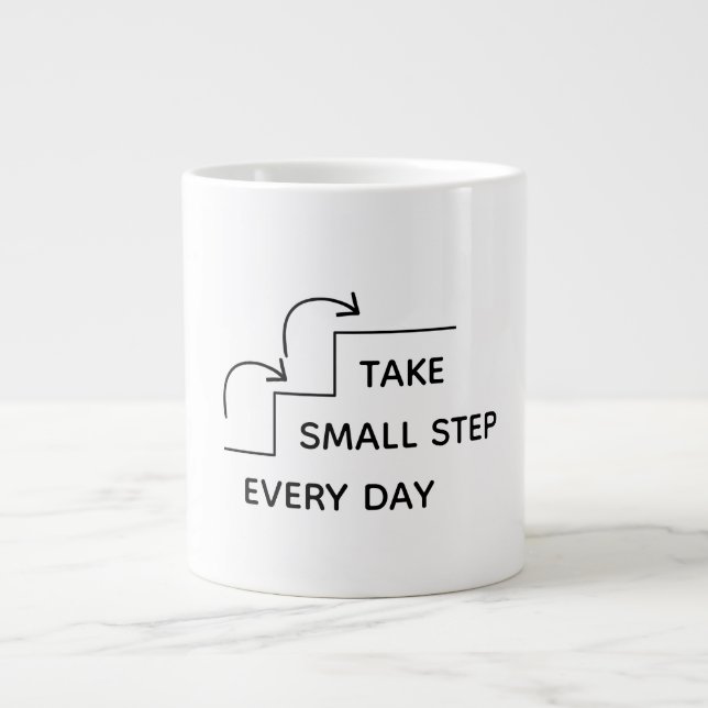 Caneca De Café Grande Take Small Steps Every Day – Minimalist Motivation (Frente)