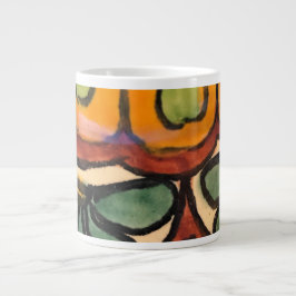 Caneca De Café Grande Talavera Mexicana Pottery Brown green gold