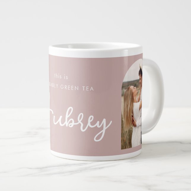 Caneca De Café Grande Talvez o Chá Verde Duas Foto e Nome Rosa (Frente Esquerda)