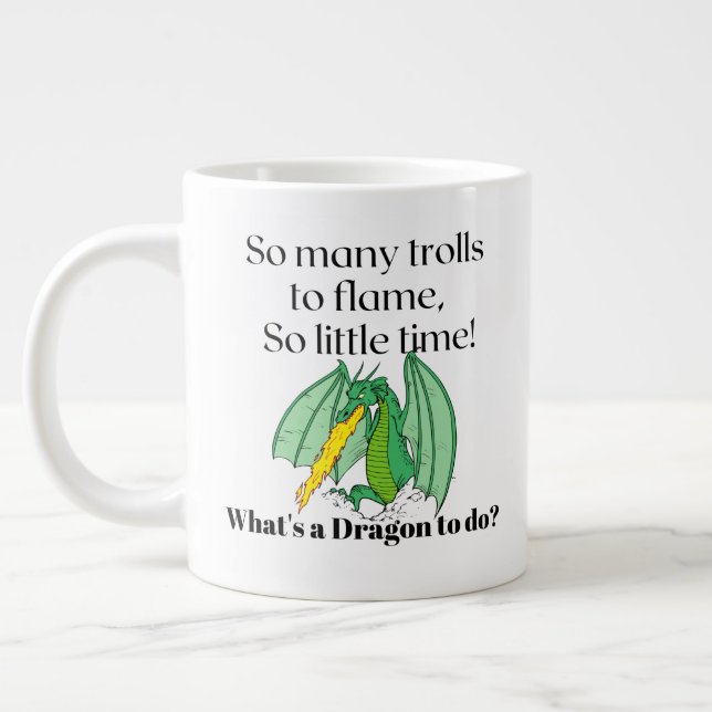 Caneca De Café Grande Tantos troll à chama - Dragão Snarky (Esquerda)