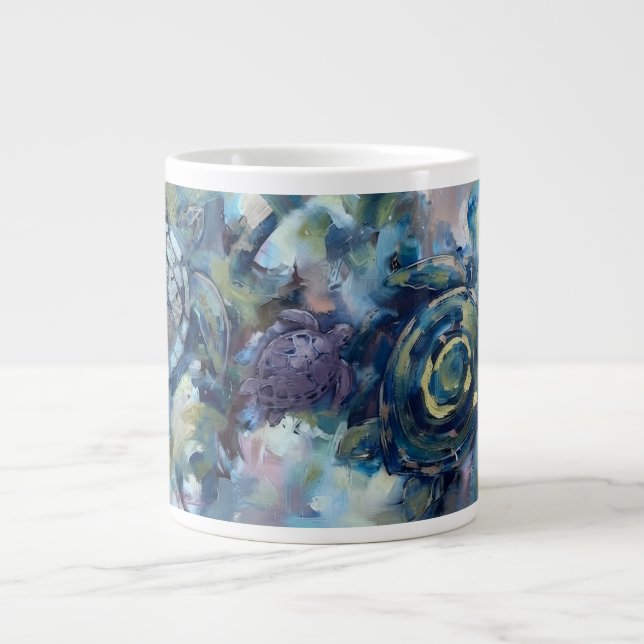 Caneca De Café Grande Tartaruga Abstrata (Frente)