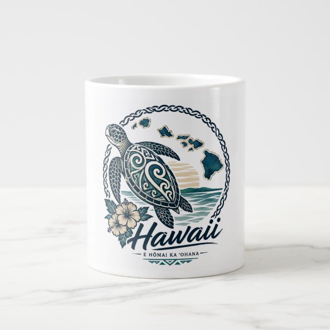 Caneca De Café Grande Tartaruga do Havaí (Frente)