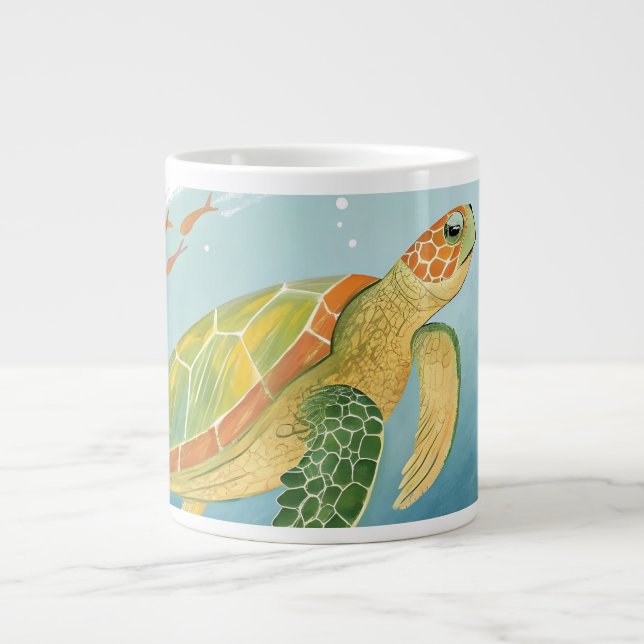 Caneca De Café Grande Tartaruga Pintura (Frente)