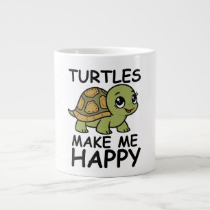 Caneca De Café Grande Tartarugas Me Fazem Feliz