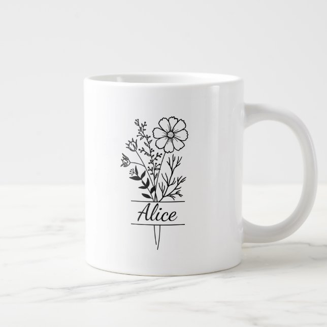 Caneca De Café Grande Tasse Bouquet de Fleurs personnalisée prénom (Direita)