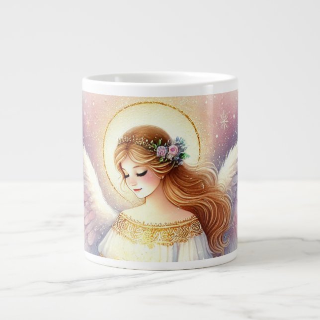 Caneca De Café Grande Tasse de Noël Aquarelle : Ange Céleste  (Frente)