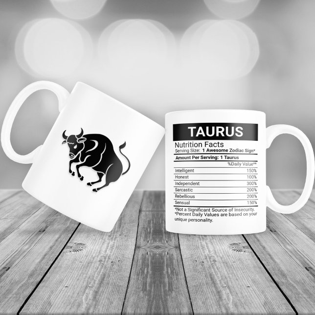 Caneca De Café Grande Taurus Zodiac Sinal com Fatos Nutricionais, (Criador carregado)