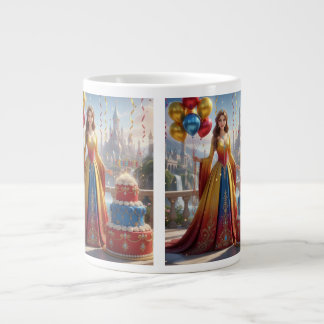 Caneca De Café Grande Taza de Princesa – Diseño de Cumpleaños con Pastel