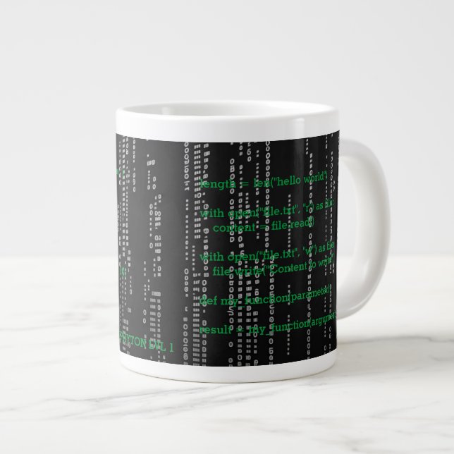 Caneca De Café Grande Taza matrix hacker phyton programmer 1 (Frente Esquerda)