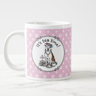 Caneca De Café Grande Tea Party Pit Bull (lt brindle white 3)
