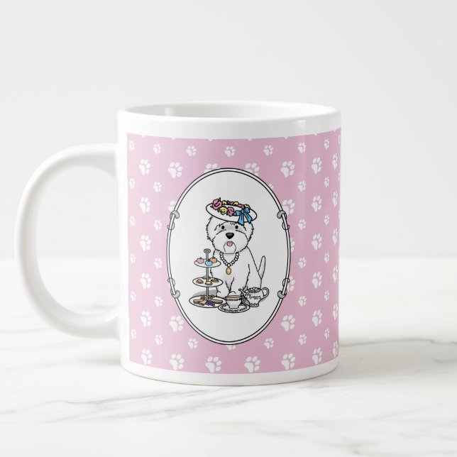 Caneca De Café Grande Tea Party Westie - West Highland White Terrier (Esquerda)