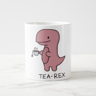 Caneca De Café Grande Tea-Rex, Dinossauro Fofo, Amante Divertido Dino